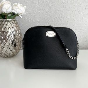 Michael Kors Cindy Dome Crossbody Bag Saffiano Black Leather